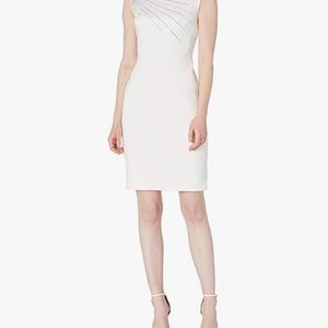 Calvin Klein scuba sheath dress with shoulder embellishment. Size 12
